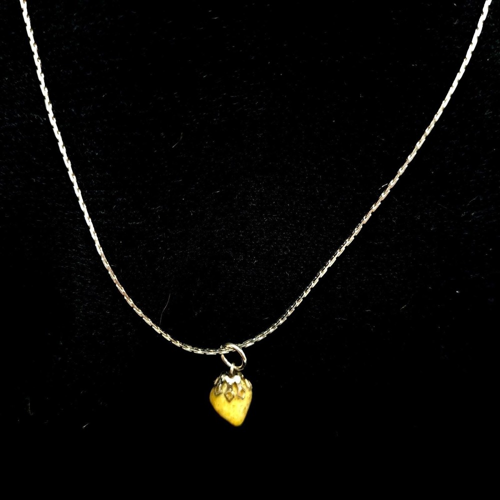 Yellow‎ Jasper Raw Stone Pendant Necklace 18 Inch Silver Filigree Cottagecore